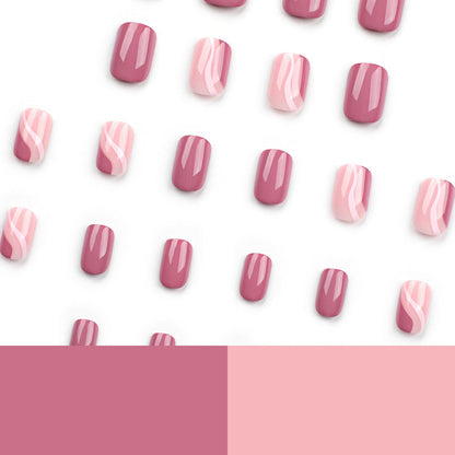 Glossy Pink Short Square Press on Nails
