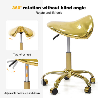 Gold Saddle Seat Chair Esthetician Stool Pedicure