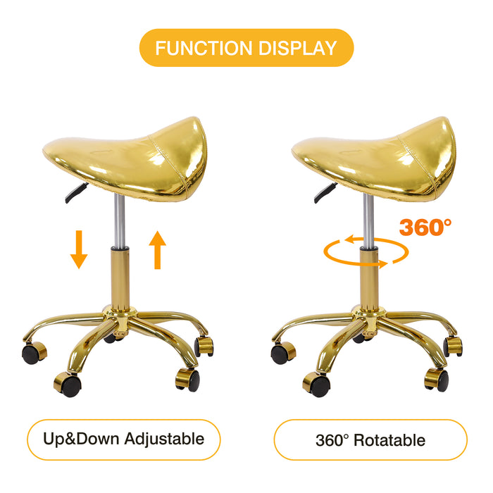 Gold Saddle Seat Chair Esthetician Stool Pedicure