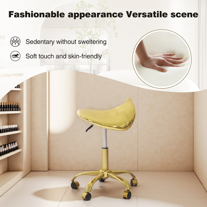 Gold Saddle Seat Chair Esthetician Stool Pedicure
