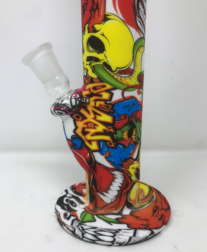 Graphic Design Best 14" Thick Silicone Straight Bong 2 - 18mm Slide Bowls