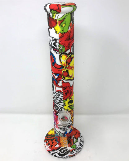 Graphic Design Best 14" Thick Silicone Straight Bong 2 - 18mm Slide Bowls