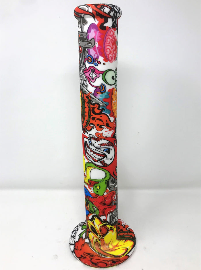 Graphic Design Best 14" Thick Silicone Straight Bong 2 - 18mm Slide Bowls