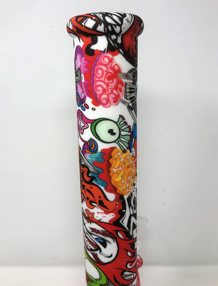 Graphic Design Best 14" Thick Silicone Straight Bong 2 - 18mm Slide Bowls