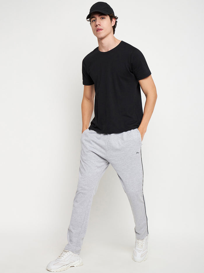Grey Melange Relaxed Track Pants