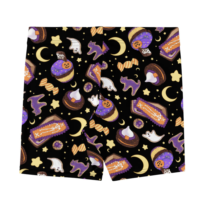 Halloween Treat alternative shorts in black with golden stars and pumpkin cupcakes