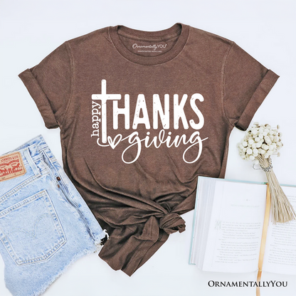 Happy Thanksgiving Minimalist T-Shirt, Christian Religious Fall Tee