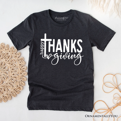 Happy Thanksgiving Minimalist T-Shirt, Christian Religious Fall Tee