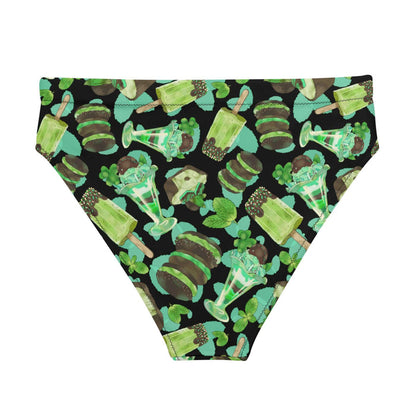 Choco Mint kawaii high-waisted bikini bottom in mint with mint-cream sandwich cookies and mint parfaits