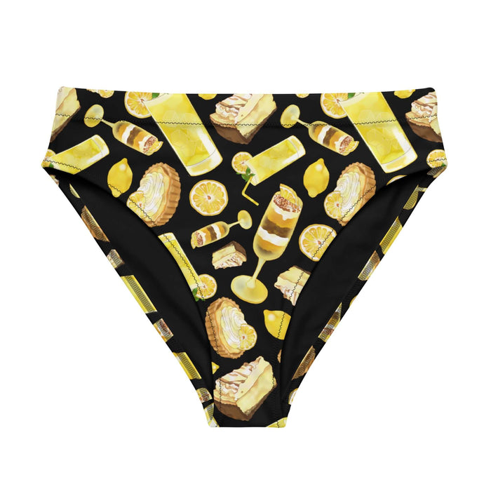 Lemon kawaii high-waisted bikini bottom in yellow with lemon cheesecake and juicy lemon wheels