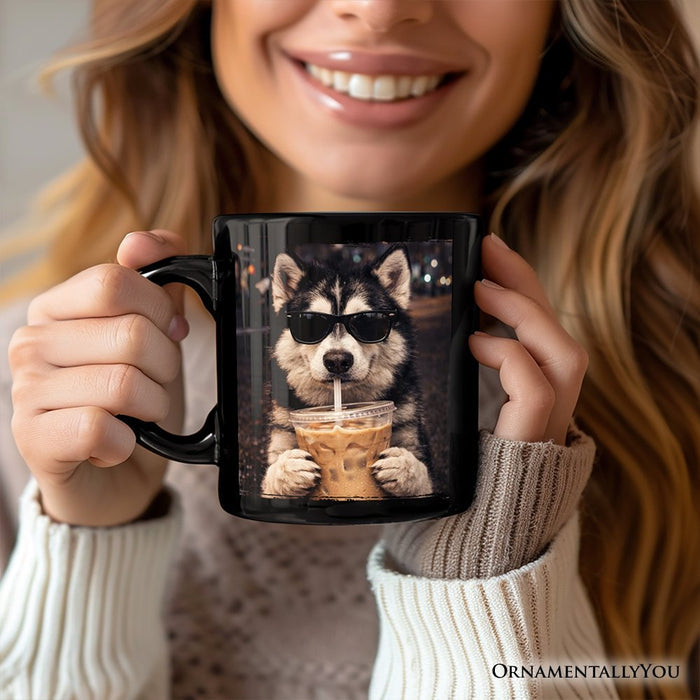 Husky Iced Coffee Mug, Funny Dog Parents Gift Personalized Ceramic Mug OrnamentallyYou