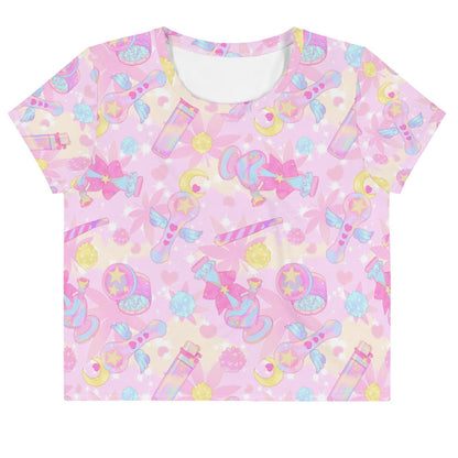 Indica Magica kawaii crop top in pink with star-and-moon grinders and konpeito buds