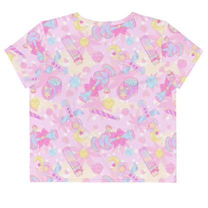 Indica Magica kawaii crop top in pastel with holographic bongs and pastel hearts