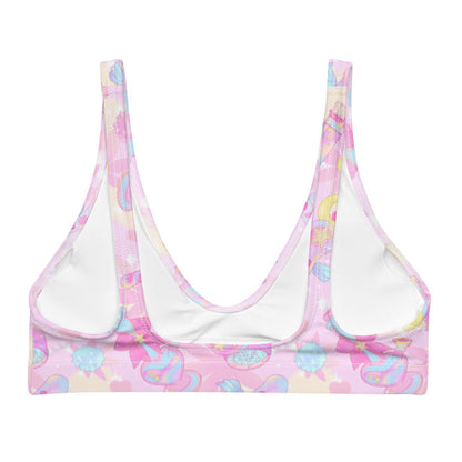 Indica Magica kawaii padded bikini top in pastel with winged star-tipped pipes and gold stars