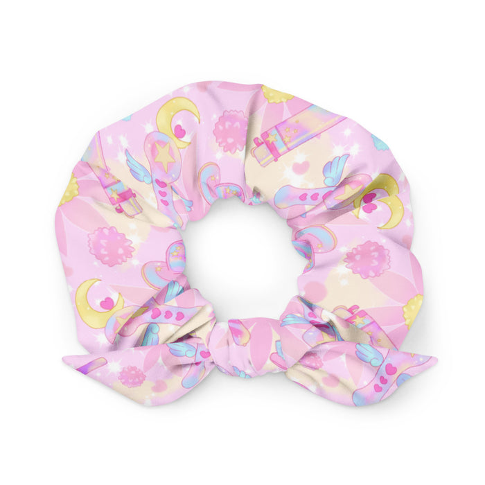 Indica Magica kawaii scrunchie in pink with konpeito buds and hot-pink bows