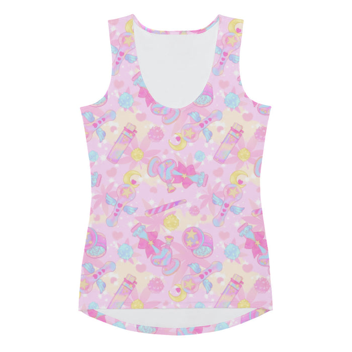 Indica Magica kawaii tank top in pink with candy-striped joints and konpeito buds