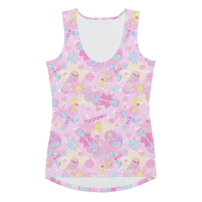 Indica Magica kawaii tank top in pink with candy-striped joints and konpeito buds