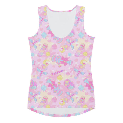 Indica Magica kawaii tank top in pink with candy-striped joints and konpeito buds