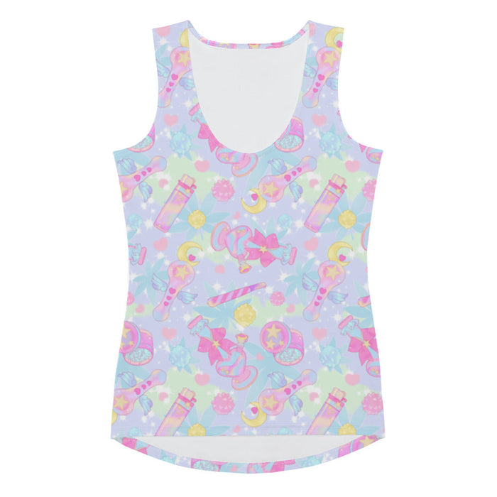 Indica Magica kawaii tank top in pastel with star-and-moon grinders and konpeito buds
