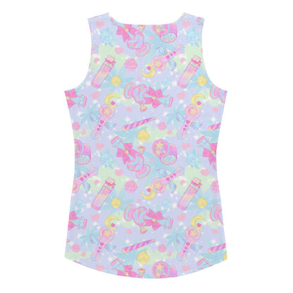 Indica Magica kawaii tank top in pastel with holographic bongs and pastel hearts