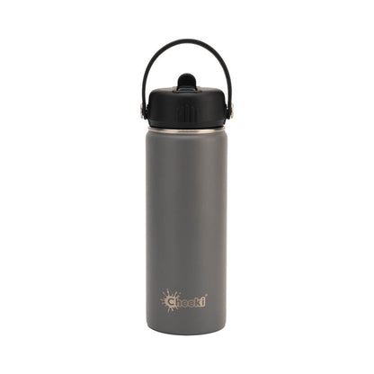 Cheeki Insulated Adventure Bottle 600ml in Slate grey colour, keeps drinks hot or cold, made of food grade stainless steel.