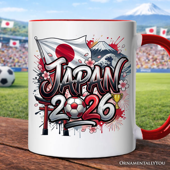 Japan 2026 Soccer Cup Global Championship Mug, Football Fans Gift Personalized Ceramic Mug OrnamentallyYou Red Handle Non-Custom
