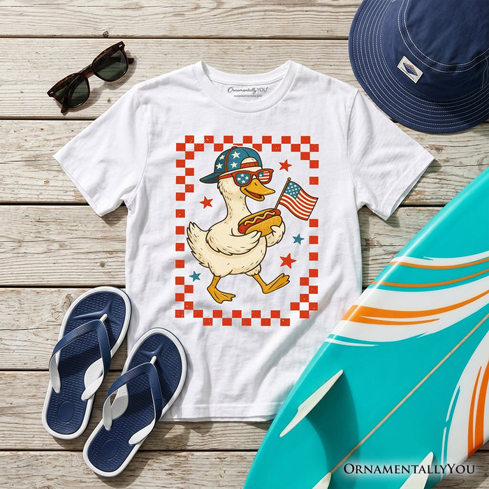 Kids 4th of July Patriotic Duck T-Shirt, Funny Youth Independence Day Tee Kid's T-Shirts OrnamentallyYou White XS