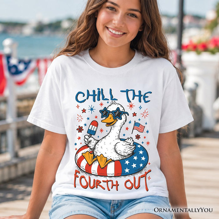 Kids Chill The Fourth Out Goose T-Shirt, Funny Youth Patriotic 4th of July Tee Kid's T-Shirts OrnamentallyYou
