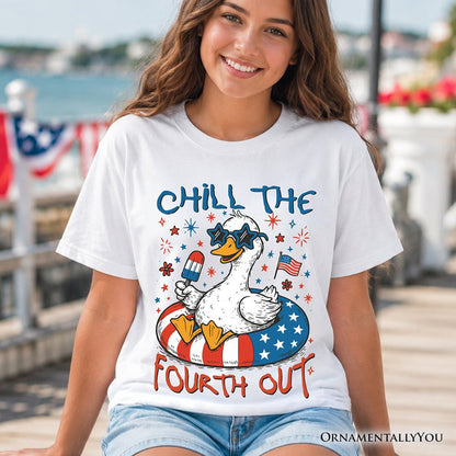 Kids Chill The Fourth Out Goose T-Shirt, Funny Youth Patriotic 4th of July Tee Kid's T-Shirts OrnamentallyYou