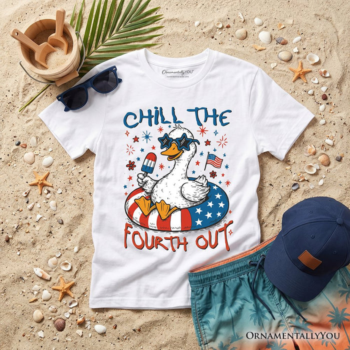 Kids Chill The Fourth Out Goose T-Shirt, Funny Youth Patriotic 4th of July Tee Kid's T-Shirts OrnamentallyYou White XS
