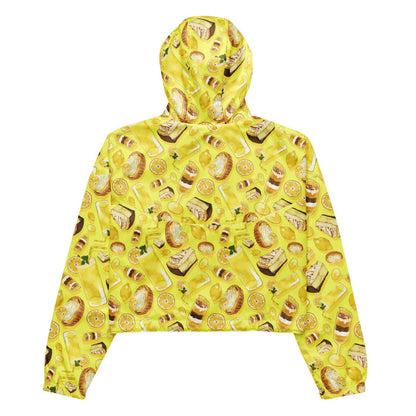 Lemon kawaii cropped windbreaker in yellow with iced lemonade and juicy lemon slices