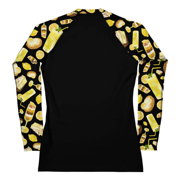 Lemon kawaii rash guard in yellow with lemon cheesecake and juicy lemon wheels