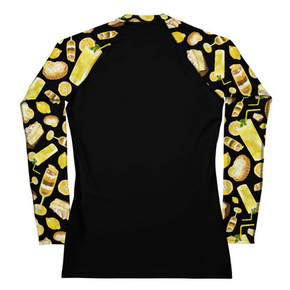Lemon kawaii rash guard in yellow with lemon cheesecake and juicy lemon wheels