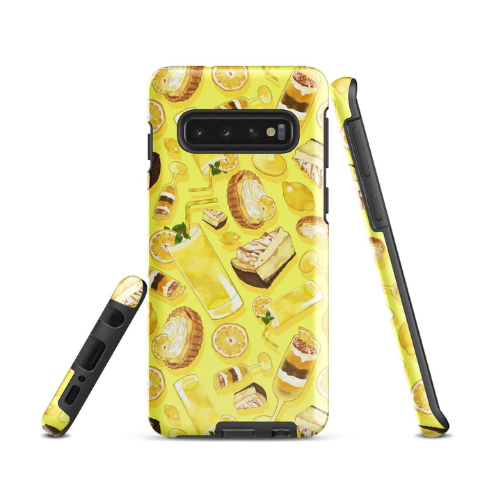Lemon kawaii Samsung tough phone case with layered lemon parfaits and fresh mint sprigs