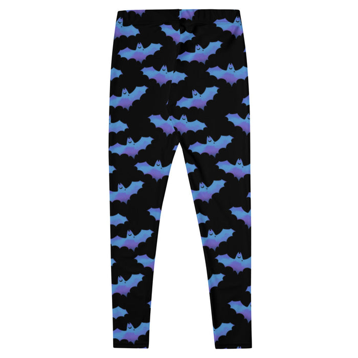 Lilith gothic leggings in blue with dusky bats and soft clouds