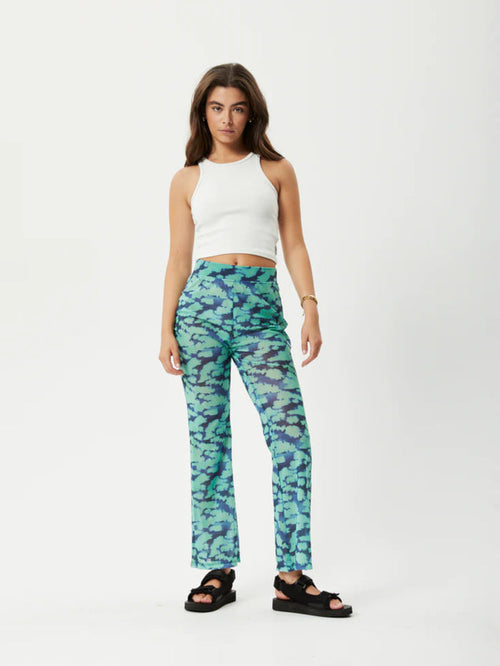 Liquid - Recycled High Waisted Sheer Pants | Jade Floral-Image 1