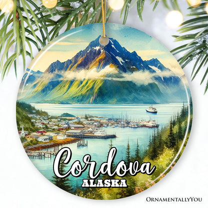 Majestic Cordova Alaska Ornament, Northern Coastal Mountain Town Christmas Gift and Keepsake