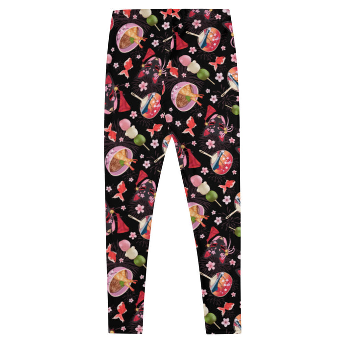 Matsuri kawaii leggings with paper fans and hanami dango