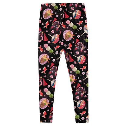 Matsuri kawaii leggings with paper fans and hanami dango