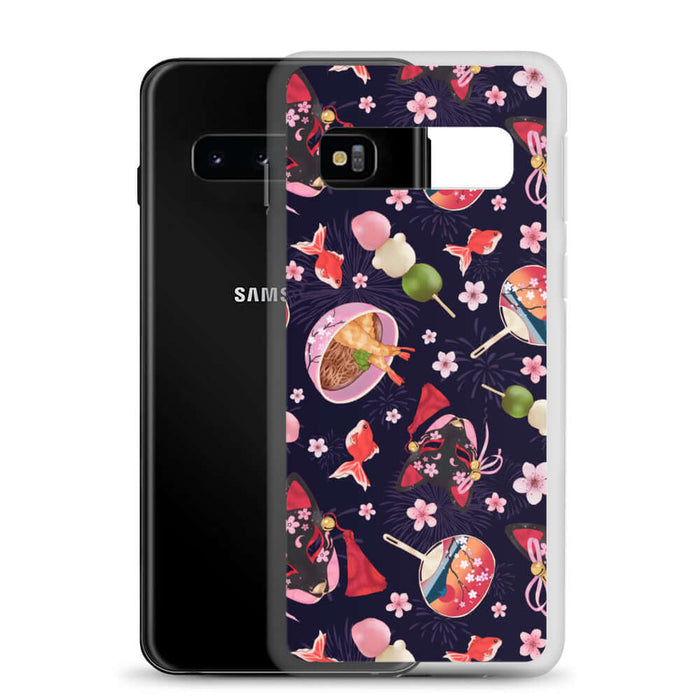 Matsuri Samsung® Clear Case showcases a vibrant festival design, perfect for summer celebrations and phone protection.