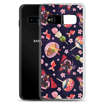 Matsuri Samsung® Clear Case features vibrant festival designs, offering stylish protection for your device.