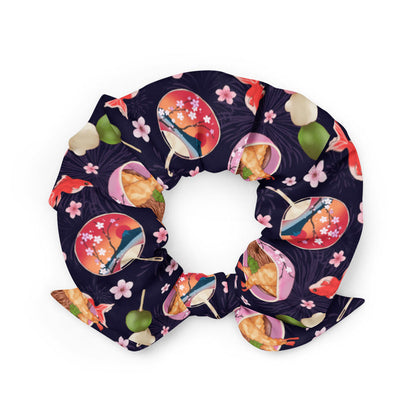 Matsuri kawaii scrunchie with faint fireworks and hanami dango