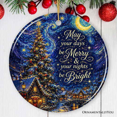 May Your Days Be Merry Starry Night Village Ornament, Festive Holiday Season Souvenir