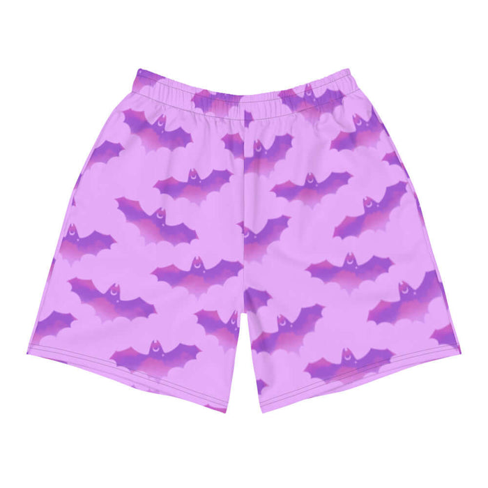 Aensland gothic men's shorts in pink with watercolor bats and crescent moons