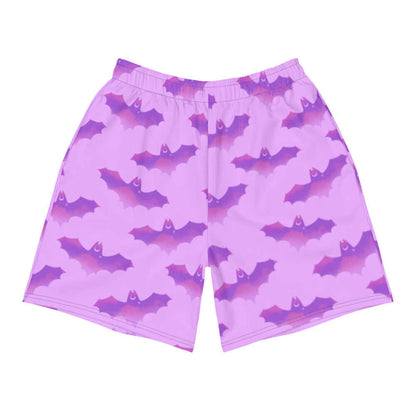 Aensland gothic men's shorts in pink with watercolor bats and crescent moons