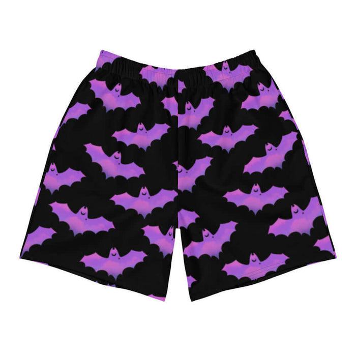 Aensland alternative men's shorts in pink with painterly bats and tiny crescent moons