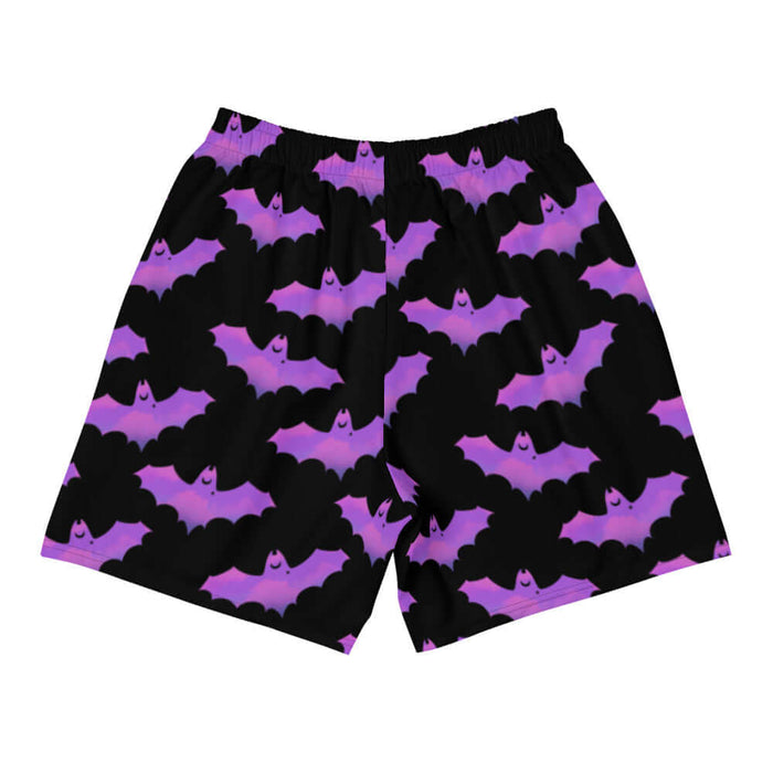 Aensland gothic men's shorts in pink with dusky bats and soft clouds