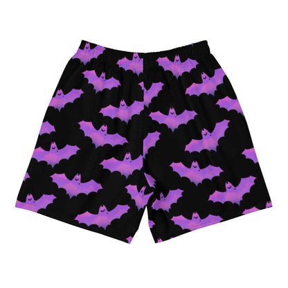 Aensland gothic men's shorts in pink with dusky bats and soft clouds