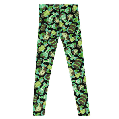 Choco Mint kawaii men's leggings in mint with mint-cream sandwich cookies and mint parfaits