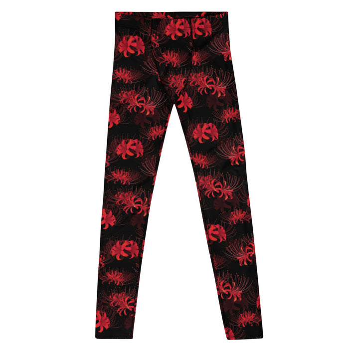Higanbana gothic men's leggings in red with red spider lilies on black